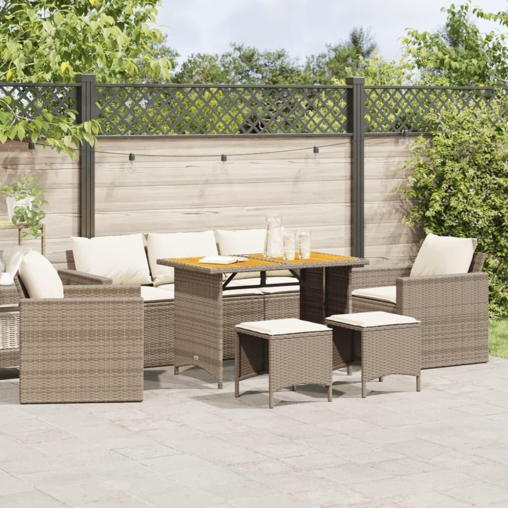 Vidaxl 6 Piece Patio Sofa Set With Cushions Beige Poly Rattan