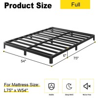 Yicensen 6 Inch Full Bed Frame Low Profile No Box Spring Needed Heavy Duty Full Size Metal Platform Bed Frame With Rounded Corn