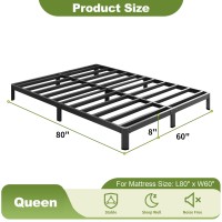 Yicensen 8 Inch Queen Bed Frame Rounded Corner No Box Spring Needed Heavy Duty Metal Queen Size Platform Bed Frame Easy Assemb