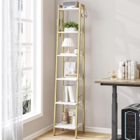 Hzuaneri Ladder Shelf Bookshelf Bookcase Freestanding Corner Storage Shelve With 2 Hooks For Home Office Living Room Kitchen