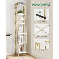 Hzuaneri Ladder Shelf Bookshelf Bookcase Freestanding Corner Storage Shelve With 2 Hooks For Home Office Living Room Kitchen