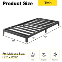 Yicensen 6 Inch Low Twin Bed Frames No Box Spring Needed Heavy Duty Metal Twin Size Platform Bed Frame With Rounded Corner Legs