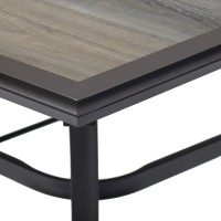 Virvla Square Patio Dining Table With Umbrella Hole Laminated Top With Brown Metal Steel Frame 37 X 37 X 28