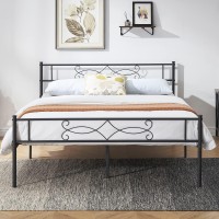 Vecelo 14 Full Size Metal Platform Bed Frame With Headboard Premium Steel Slat Support No Box Spring Needed Noisefree Antisl