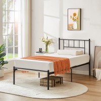 Vecelo Twin Metal Platform Bed Frame With Headboard Heavy Duty Steel Slat Support Under Bed Storage No Box Spring Needed Easy