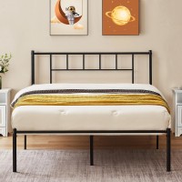 Vecelo Full Metal Platform Bed Frame With Headboard Heavy Duty Steel Slat Support Under Bed Storage No Box Spring Needed Easy