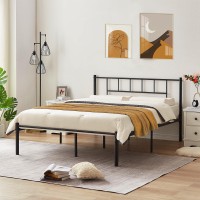 Vecelo Full Metal Platform Bed Frame With Headboard Heavy Duty Steel Slat Support Under Bed Storage No Box Spring Needed Easy