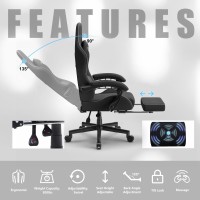 Dowinx Gaming Chair Fabric With Pocket Spring Cushion Massage Game Chair Cloth With Headrest Ergonomic Computer Chair With Foo