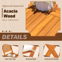 Jummico 3 Piece Folding Patio Chairs Outdoor Acacia Wood Bistro Set With Cushion Square Table And Chairs Porch Furniture For Bal