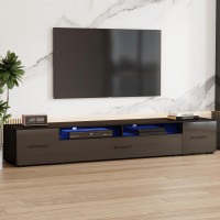 Merax Minimalist Style Extended Led Tv Stand With Color Changing Lights Modern Universal Entertainment Center High Gloss Cabin