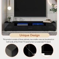 Merax Minimalist Style Extended Led Tv Stand With Color Changing Lights Modern Universal Entertainment Center High Gloss Cabin