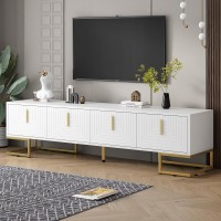 Merax Modern Tv Stand With Metal Legs Gold Handles Geometric Lines And Adjustable Shelves For Tvs Up To 80 Media Console Ta