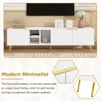 Merax Modern Minimalist Geometric Tv Stand With Metal Handles And Gold Legs For Televisions Up To 80 Multifunctional Storage