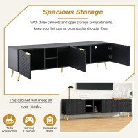 Merax Modern Minimalist Geometric Tv Stand With Metal Handles And Gold Legs For Televisions Up To 80 Multifunctional Storage