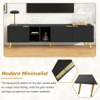 Merax Modern Minimalist Geometric Tv Stand With Metal Handles And Gold Legs For Televisions Up To 80 Multifunctional Storage