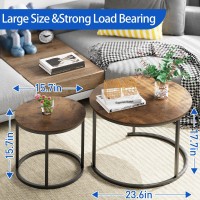 Aboxoo Coffee Table Nesting Round Table Set Of 2 Side Table With Sturdy Metal Frame For Living Room Bedroom Apartment Modern Ind