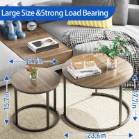 Aboxoo Coffee Table Nesting Side Round Table Set Of 2 End Table With Sturdy Metal Frame For Living Room Bedroom Apartment Modern