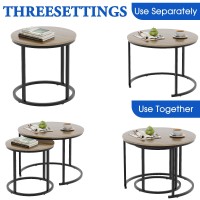 Aboxoo Coffee Table Nesting Side Round Table Set Of 2 End Table With Sturdy Metal Frame For Living Room Bedroom Apartment Modern