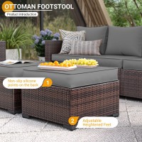 Udpatio Outdoor Furniture 6 Pieces Patio Furniture Set With Ottoman Wide Armrest Rattan Patio Set 7 Seats With Storage Table Fo