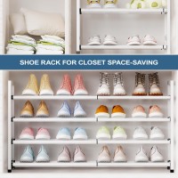 Bumusty 4Tier Expandable Shoe Rack For Closet 1833 Adjustable Shoe Rack For Small Space Small Shoe Organizer For Front Do