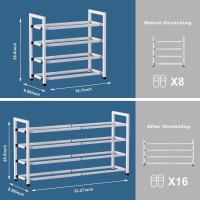 Bumusty 4Tier Expandable Shoe Rack For Closet 1833 Adjustable Shoe Rack For Small Space Small Shoe Organizer For Front Do