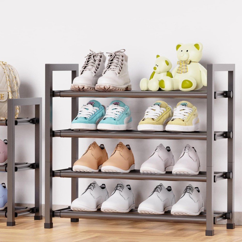 Bumusty 4Tier Expandable Shoe Rack For Closet 1833 Adjustable Shoe Rack For Small Space Small Shoe Organizer For Front Do