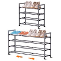 Bumusty 4Tier Expandable Shoe Rack For Closet 1833 Adjustable Shoe Rack For Small Space Small Shoe Organizer For Front Do