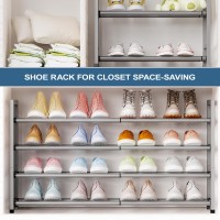 Bumusty 4Tier Expandable Shoe Rack For Closet 1833 Adjustable Shoe Rack For Small Space Small Shoe Organizer For Front Do