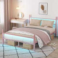 Collaredeagle Queen Bed Frame With Headboard And Footboard Heavy Duty Steel Slats Support Metal Bed Frame With Charging Station