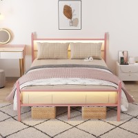 Collaredeagle Queen Bed Frame With Headboard And Footboard Heavy Duty Steel Slats Support Metal Bed Frame With Charging Station