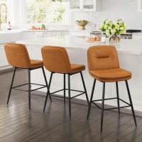 Cozyman Doublelayer Bar Stools Set Of 2 Upholstered Counter Height Bar Stools For Kitchen Island Faux Leather Barstools With