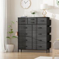 Lulive Black Dresser For Bedroom With 12 Drawers Tall Dressers Chest Of Drawers With Side Pockets And Hooks Fabric Dresser Sto