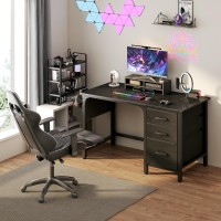 Lufeiya Computer Desk With File Drawers Cabinet 47 Inch Home Office Desks With Filing Cabinet For Small Space Gaming Study Wri