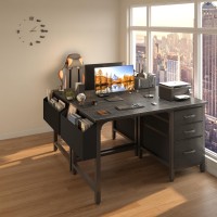 Lufeiya Computer Desk With File Drawers Cabinet 47 Inch Home Office Desks With Filing Cabinet For Small Space Gaming Study Wri