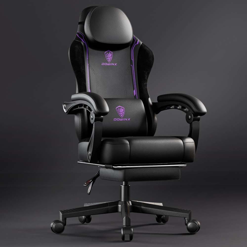 Dowinx Gaming Chair With Pocket Spring Cushion Ergonomic Game Chair With Massage Lumbar Support And Footrest For Adults High B