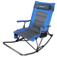 Wkfamout Oversized Folding Rocking Camping Chair With Footrest Removable Pillow Portable Outdoor Rocker Padded High Back Ergonom