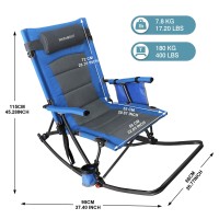 Wkfamout Oversized Folding Rocking Camping Chair With Footrest Removable Pillow Portable Outdoor Rocker Padded High Back Ergonom