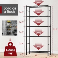 Sakugi Storage Shelves 5 Tier Shelf Organizer Heavy Duty Garage Shelving Unit With Leveling Feet Stable Metal Shelves Organi