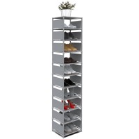 Isightguard Narrow Shoe Rack 10 Tier Vertical Shoe Rack For Closet Entryway Tall Slim Shoe Rack For Small Spaces Shinky Shoe Or