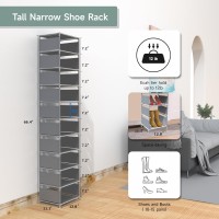 Isightguard Narrow Shoe Rack 10 Tier Vertical Shoe Rack For Closet Entryway Tall Slim Shoe Rack For Small Spaces Shinky Shoe Or