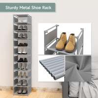 Isightguard Narrow Shoe Rack 10 Tier Vertical Shoe Rack For Closet Entryway Tall Slim Shoe Rack For Small Spaces Shinky Shoe Or