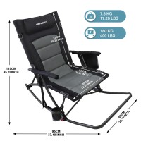 Wkfamout Oversized Folding Rocking Camping Chair With Footrest Removable Pillow Portable Outdoor Rocker Padded High Back Ergonom