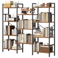 Triple 4 Tier Bookshelf 63 Width Tall Bookcase With 11 Openable Display Shelves Wide Book Shelf Book Case For Home Living Ro