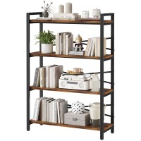 4 Tier Bookshelf 3149 Width Book Organizers And Storage Wood And Metal Tall Bookcase Rustic Book Shelf Organization And St