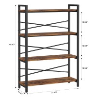 4 Tier Bookshelf 3149 Width Book Organizers And Storage Wood And Metal Tall Bookcase Rustic Book Shelf Organization And St