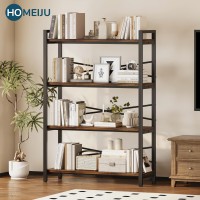 4 Tier Bookshelf 3149 Width Book Organizers And Storage Wood And Metal Tall Bookcase Rustic Book Shelf Organization And St