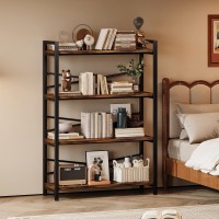 4 Tier Bookshelf 3149 Width Book Organizers And Storage Wood And Metal Tall Bookcase Rustic Book Shelf Organization And St