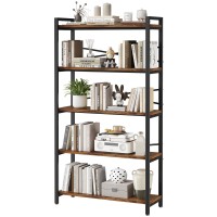 5 Tier Bookshelf 3149 Width Book Organizers And Storage Wood And Metal Tall Bookcase Rustic Book Shelf Organization And St