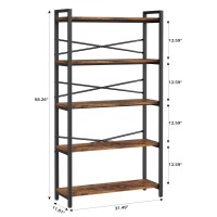 5 Tier Bookshelf 3149 Width Book Organizers And Storage Wood And Metal Tall Bookcase Rustic Book Shelf Organization And St