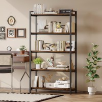 5 Tier Bookshelf 3149 Width Book Organizers And Storage Wood And Metal Tall Bookcase Rustic Book Shelf Organization And St